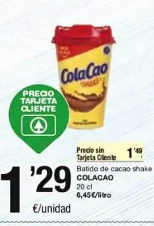 SPAR Fragadis Batido de cacao shake colacao oferta