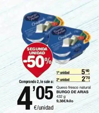SPAR Fragadis Segona unitat -50% queso frasco natural burgo de arias oferta