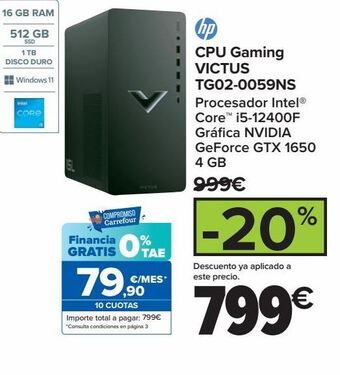 Carrefour Cpu gaming victus tg02-0059ns oferta