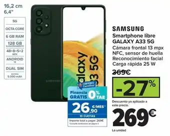 Carrefour Smartphone libre galaxy a33 5g oferta