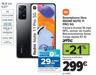 Carrefour Smartphone libre redmi note 11 pro 5g oferta