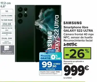 Carrefour Smartphone libre galaxy s22 ultra oferta