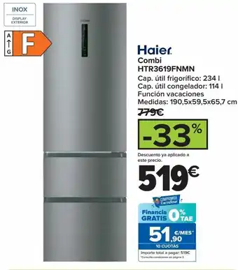 Carrefour Combi htr3619fnmn haier oferta