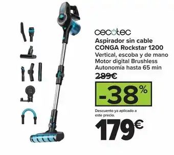 Carrefour Aspirador sin cable conga rockstar 1200 cecotec oferta