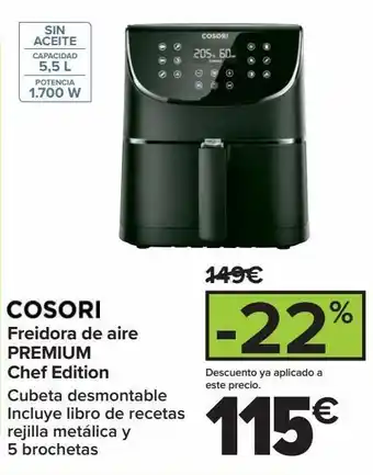 Carrefour Freidora de aire premium chef edition cosori oferta