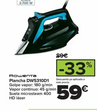 Carrefour Plancha dw5310d1 rowenta oferta