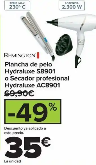 Carrefour Plancha de pelo hydraluxe s8901 o secador profesional hydraluxe ac8901 remington oferta