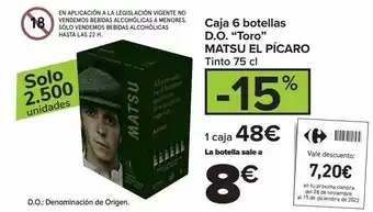 Carrefour Caja 6 botellas d.o. "toro" matsu el pícaro oferta