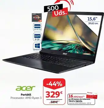 Alcampo Ordenador portátil acer oferta