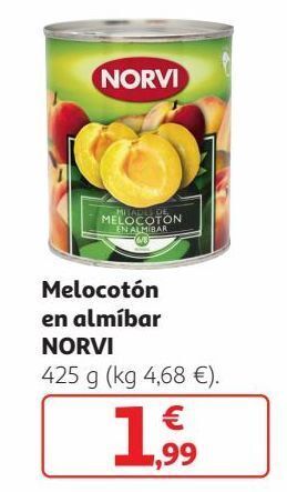 Alcampo Melocotón en almíbar norvi oferta