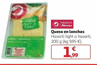 Alcampo Queso en lonchas auchan oferta