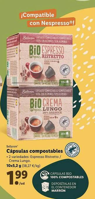 Lidl Bellarom cápsulas compostables oferta