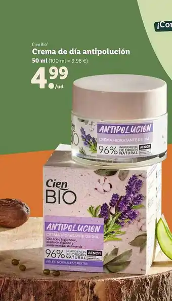 Lidl Cien bio crema de día antipolución oferta