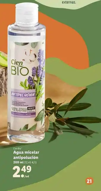 Lidl Cien bio agua micelar antipolución oferta