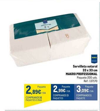 Makro Servilleta natural 33 x 33 cm makro professional oferta