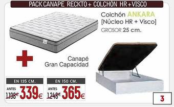 Atrapamuebles Pack canape reckto + colchón hr+visco oferta