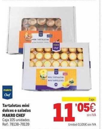 Makro Tartaletas mini dulces o saladas makro chef oferta