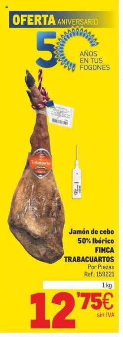 Makro Jamón de cebo 50% ibérico finca trabacuartos oferta