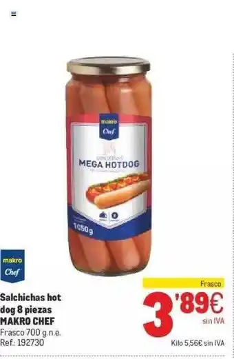 Makro Salchichas hot dog 8 piezas makro chef oferta