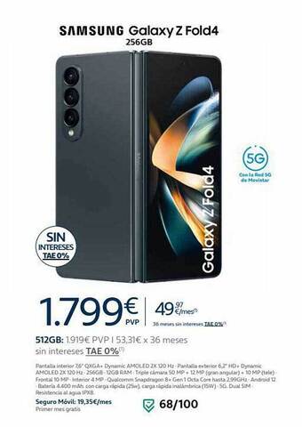 Movistar Samsung galaxy z fold4 256gb oferta