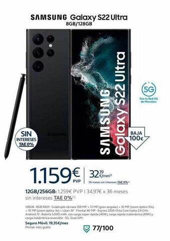 Movistar Samsung galaxy s22 ultra 8gb-128gb oferta