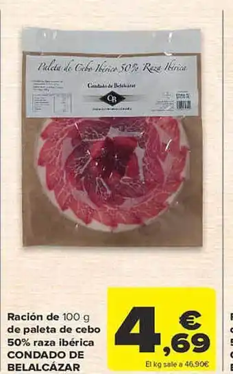 Carrefour Ración de paleta de cebo 50% raza ibérica condado de belalcázar oferta