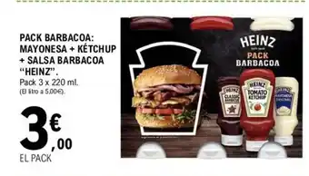 E.Leclerc Heinz Pack Barbacoa: Mayonesa + Ketchup + Salsa Barbacoa 3 x 220ml oferta