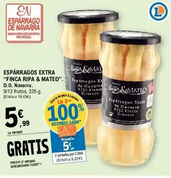 E.Leclerc Finca Ripa & Mateo Espárragos Extra D.O Navarra 325g oferta