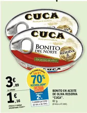 E.Leclerc Cuca Bonito en Aceite De Oliva Reserva 82g oferta