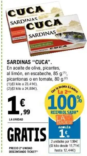 E.Leclerc Cuca Sardinas 85g oferta