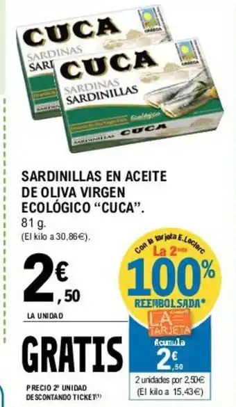 E.Leclerc Cuca Sardinillas En Aceite De Oliva Virgen Ecológico 81g oferta
