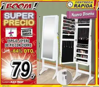Muebles Boom Espejo Joyero de Pie Con Cierre oferta