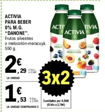 E.Leclerc Danone Activia Para Beber 0% M.G 550g oferta