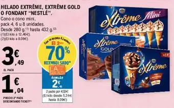 E.Leclerc Nestlè Helado Extreme, Extreme Gold O Fondant oferta