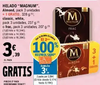 E.Leclerc Magnum Helado Almond classic,white 237g oferta