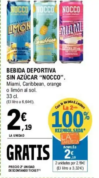 E.Leclerc Nocco Bebida deportiva Sin Azúcar 33cl oferta