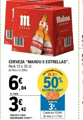 E.Leclerc "Mahou 5 Estrellas" Cerveza 12x25 cl oferta