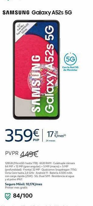 Movistar Samsung galaxy a52s 5g oferta