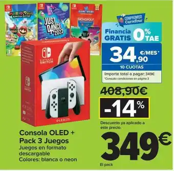 Carrefour Consola oled + pack 3 juegos oferta