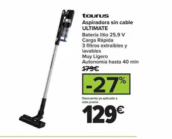 Carrefour Taurus aspirador sin cable ultimate oferta