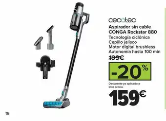 Carrefour Cecotec aspirador sin cable conga rockstar 880 oferta