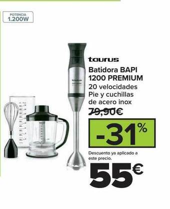 Carrefour Taurus batidora bapi 1200 premium oferta