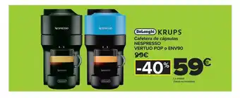 Carrefour Delonghi krups cafetera de cápsulas nespresso vertuo pop o env90 oferta