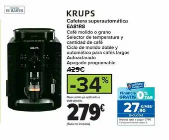 Carrefour Krups cafetera superautomática ea81r8 oferta