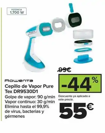 Carrefour Rowenta cepillo de vapor pure tex dr9530d1 oferta