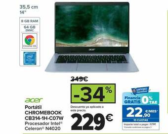Carrefour Acer portátil chromebook cb314-1h-c07w oferta