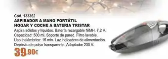 Ferrcash Aspirador a mano portátil hogar y coche a bateria tristar oferta