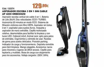 Ferrcash Aspirador escoba 3 en 1 sin cable ap 4200 orbegozo oferta