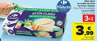 Carrefour Atún claro en aceite de oliva carrefour classic oferta