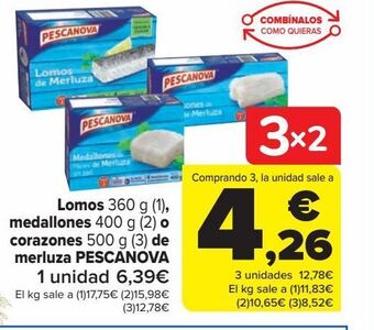 Carrefour Lomos, medallones o corazones de merluza pescanova oferta